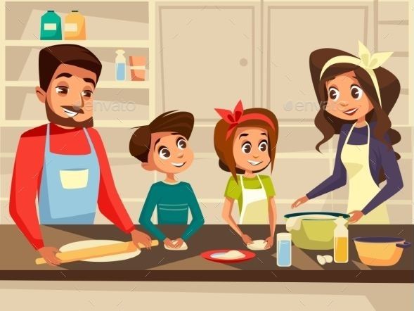 Kids love cooking with their parents.
