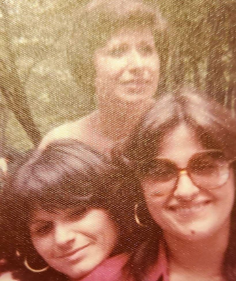 A little blurred..my sister's and I at a Easter Monday picnic.