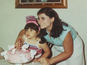 Vanessa's birthday, always made homemade cake.